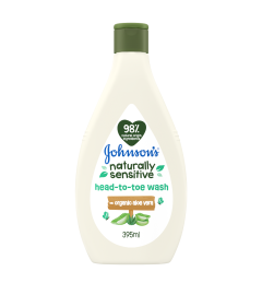 Johnson Naturally Sensitive Head to Toe Wash Organic Aloe Vera 395 ml